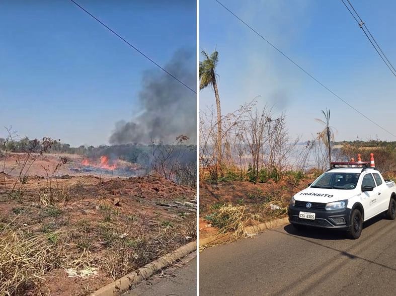 Incêndio de grandes proporções atinge área de Ecoponto em Fernandópolis e mobiliza equipes