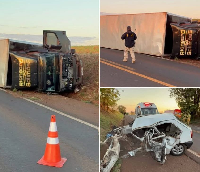 Colisão frontal envolve caminhão da dupla Rionegro & Solimões no norte do Paraná