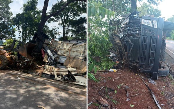 Casal morre após carreta tombar na BR-153, em Porangatu